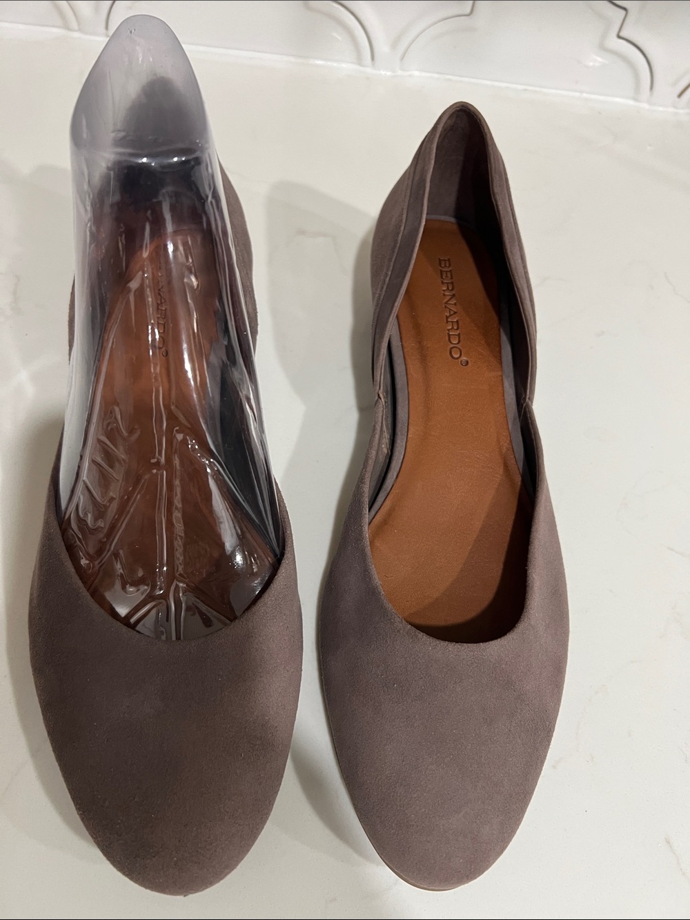 Bernardo Nakita Taupe Suede hidden wedge Ballet Flats